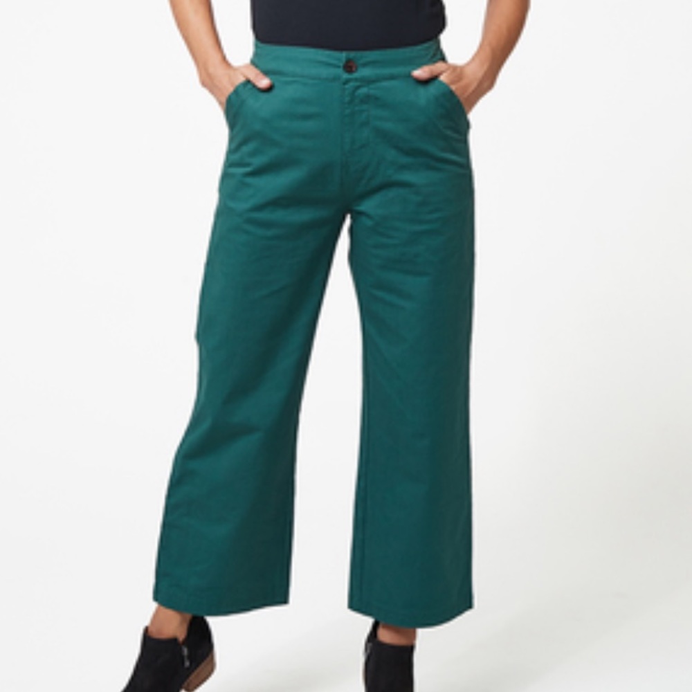 Pact Organic Woven Wide Leg Pants - Mallard Green